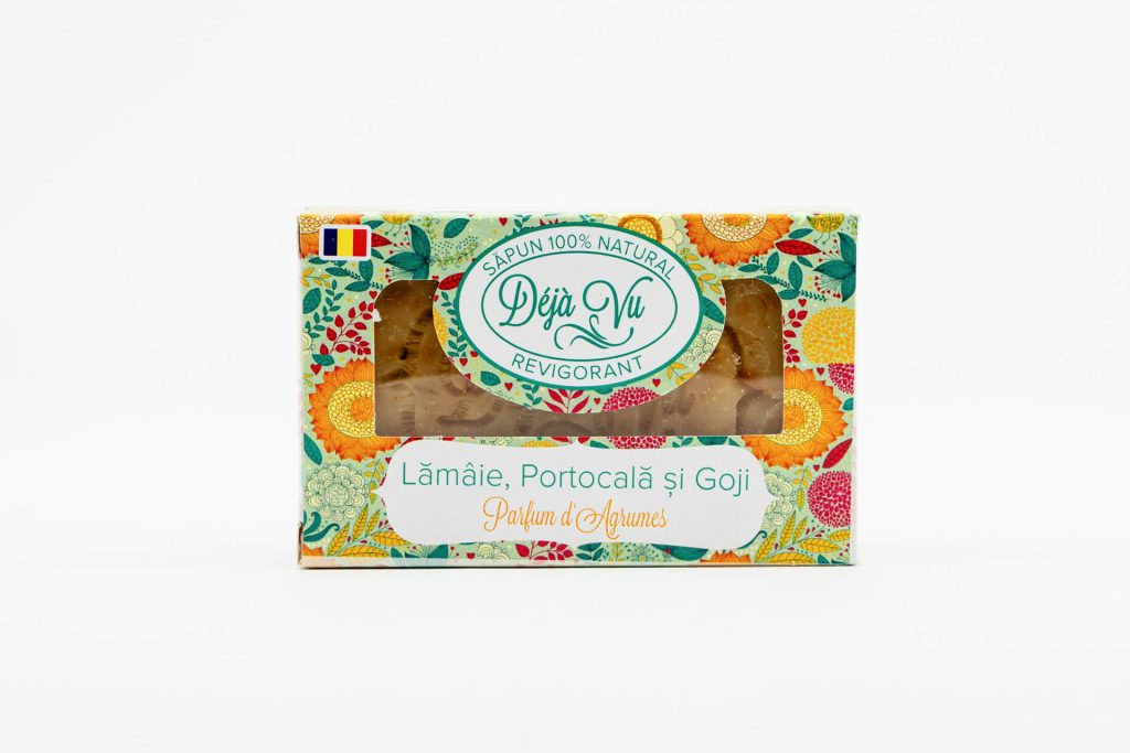 Săpun natural cu lamâie, portocală și goji