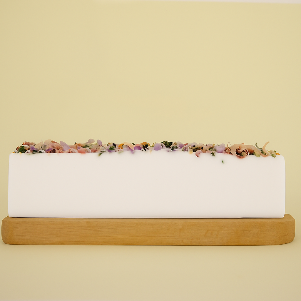 Natural soap bar with green apple